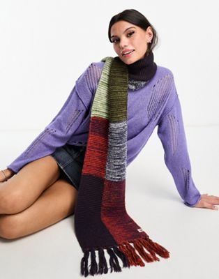 Damson Madder patchwork marl stripe scarf - ASOS Price Checker