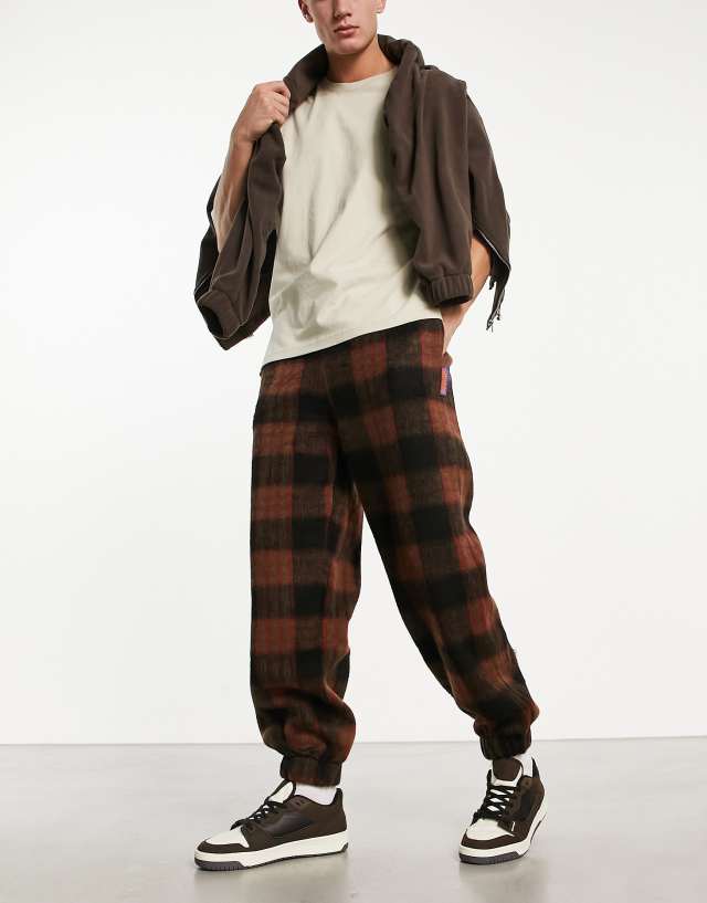 Damson Madder plaid teddy sweatpants in brown - part of a set