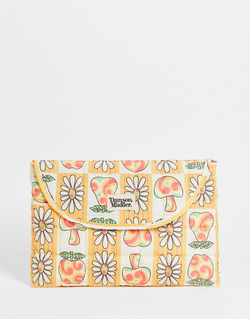 Damson Madder polyester laptop bag in vintage floral mushroom print - ORANGE