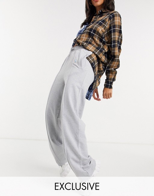 Damson Madder recycled poly cotton straight leg relaxed trousers with front seam & logo detail