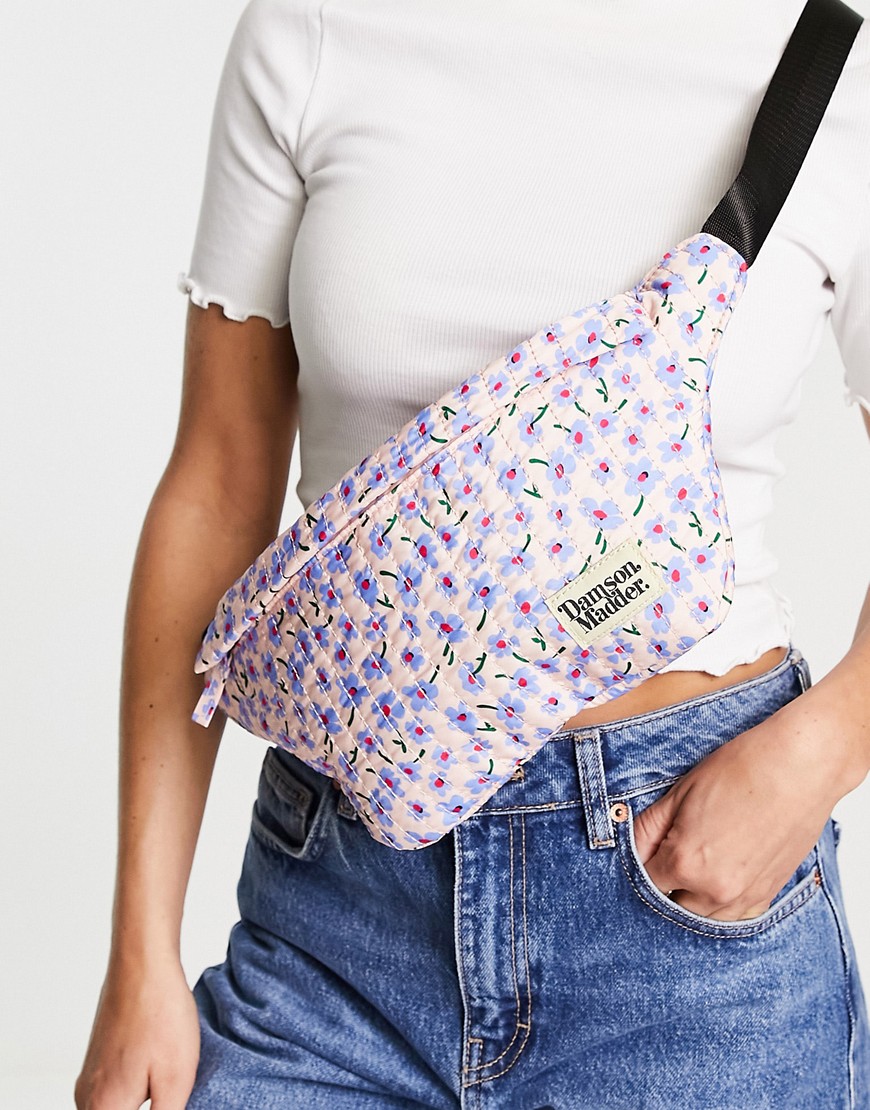 Damson Madder recycled polyester crossbody fanny pack in pink floral ditsy print-Multi