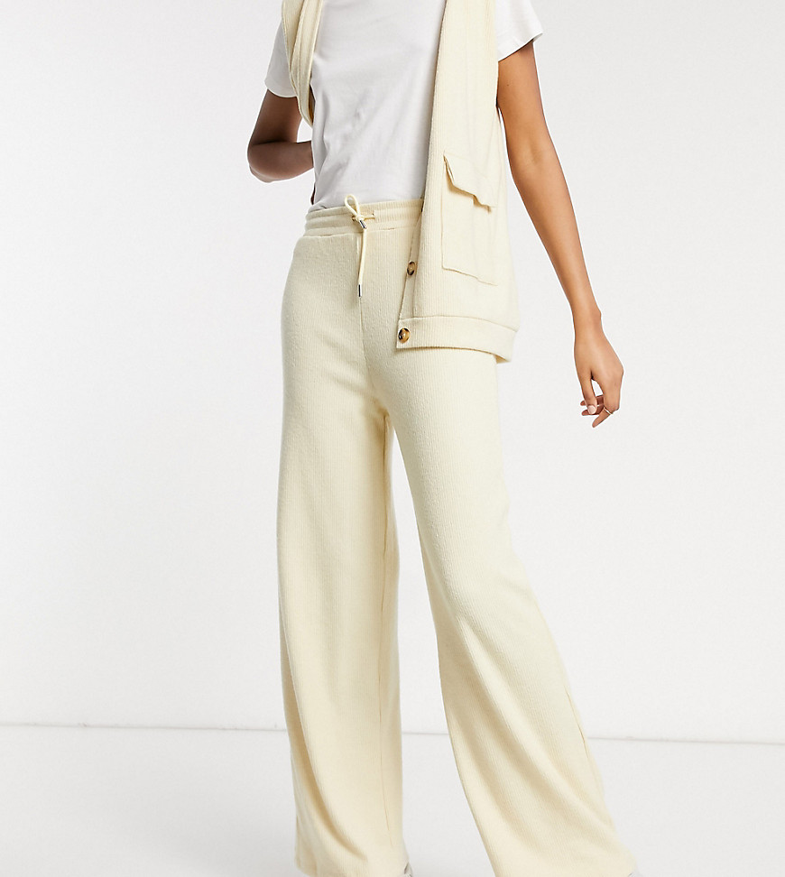 Damson Madder recycled polyester wide leg rib trouser co-ord-White