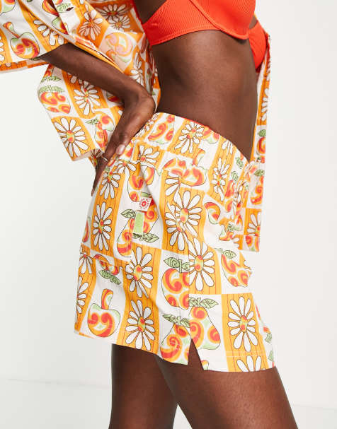 Damson Madder - Short d'ensemble à imprimé fleurs - Orange - view 1