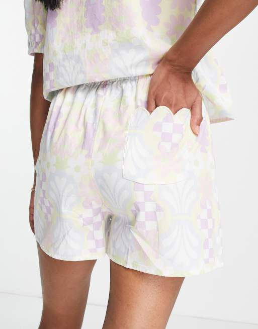 Damson Madder vase print scallop shorts in multi (part of a set), 3 of 4
