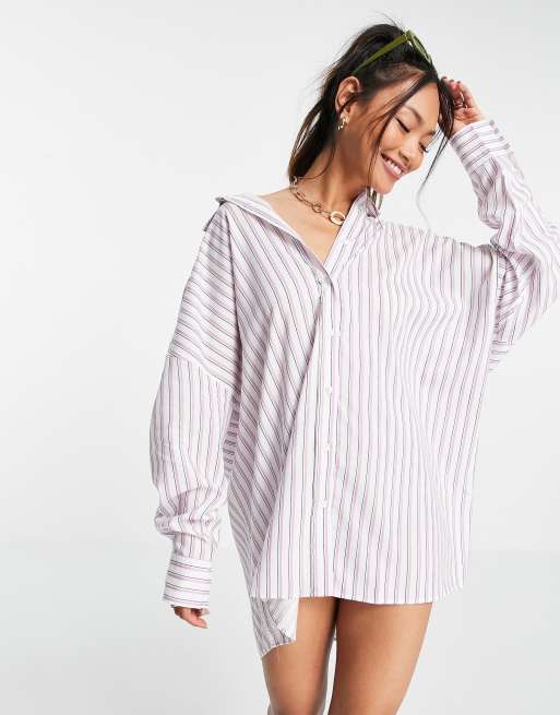 Damson Madder - Vestito camicia comodo a righe - WHITE