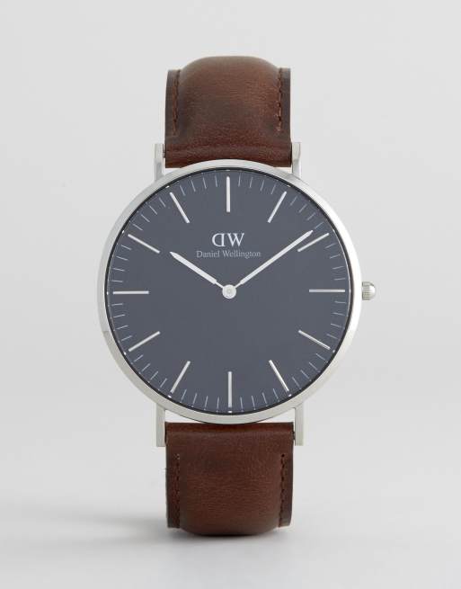 Daniel Wellington Black Bristol Leather Watch With Silver Dial 40mm |