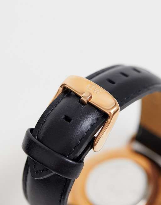 Op Følge efter Stratford på Avon Daniel Wellington classic black Sheffield rose gold rim large watch | ASOS