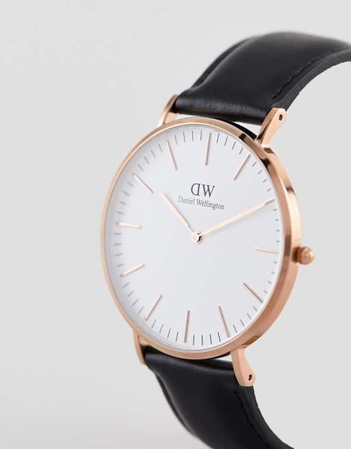 Daniel Wellington Classic Leather Watch in Rose 40mm | ASOS