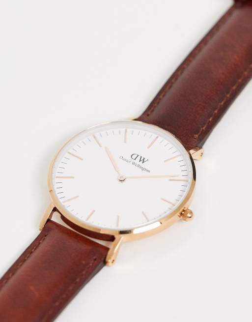 Daniel Wellington Classic St Mawes Watch in Brown & Rose Gold 36mm