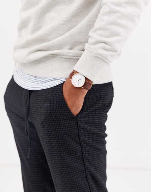 Ekstrem vært Flipper Daniel Wellington - klassisk St Mawes ur i brun og roseguld 36 mm | ASOS