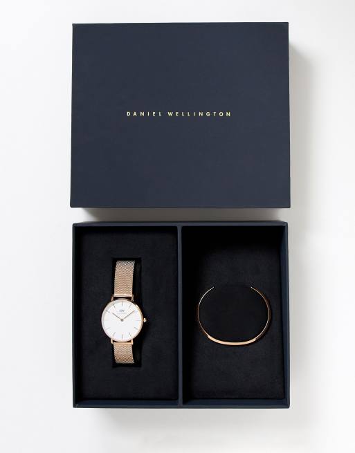 Daniel Wellington Melrose Coffret cadeau montre classique et bracelet en maille Dor