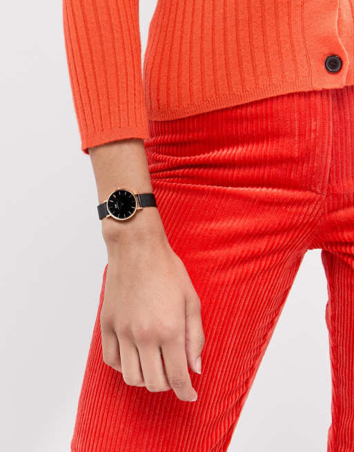 Daniel Wellington Petite - Ashfield - Sort og rosagyldent armbåndsur i læder - 28mm, 3 af 4