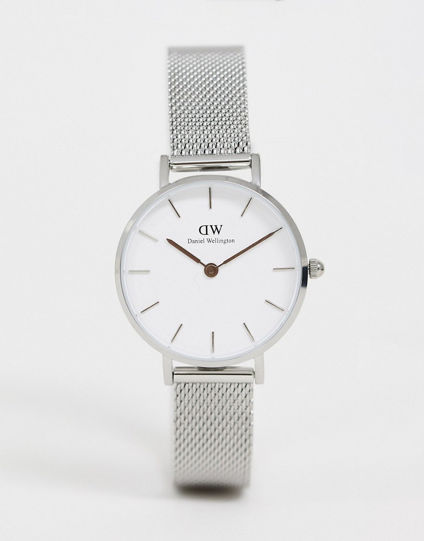 Daniel Wellington - Petite - Mesh horloge met witte wijzerplaat in zilver 28mm