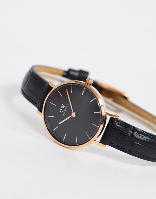 Daniel Wellington Petite Reading Watch in Black Rose Gold 28mm