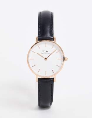 Daniel Wellington - Petite - Sheffield horloge in zwart en roségoud 28mm |  ASOS