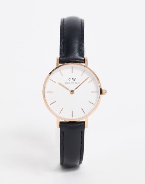 Daniel Wellington Petite - Sheffield - Montre 28 mm - Noir et or rose