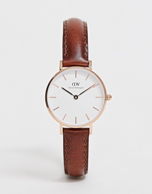 Daniel Wellington Petite St Mawes Watch in Brown & Rose Gold 28mm