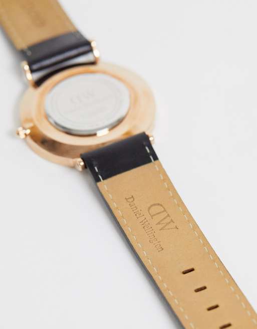Daniel Wellington – Sheffield – Klassische große Armbanduhr in Schwarz mit Rand in Roségold, 2 von 4