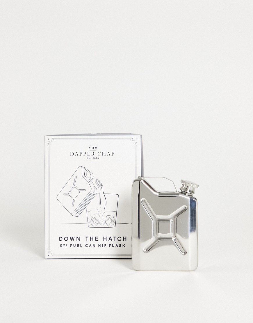 Dapper Chap down the hatch fuel can hip flask-Silver