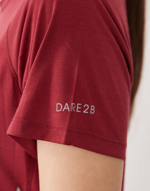 Dare 2b Breathable reflective nimble lightweight t-shirt in tibetan red, 3 of 4