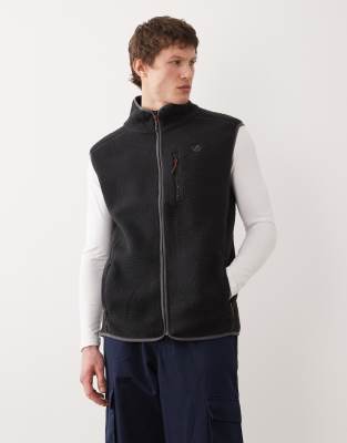 Camber - Teddyfell-Weste in Schwarz mit Reißverschluss Schwarz 3XL