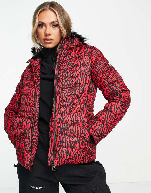 Red leopard hot sale puffer jacket