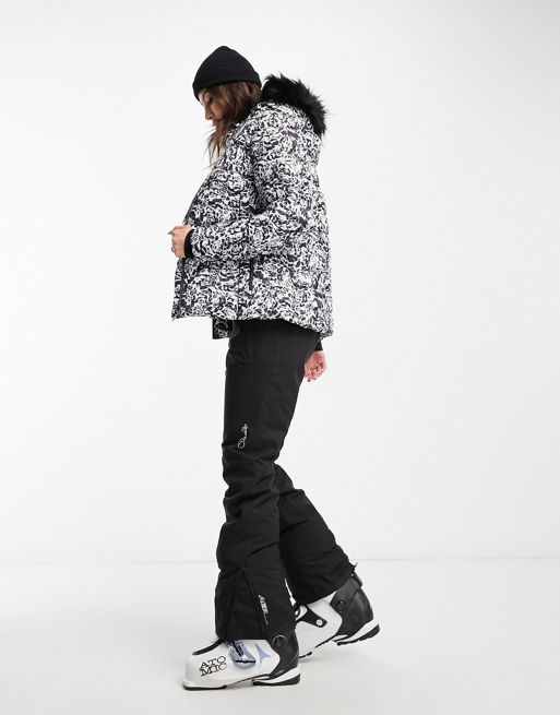 Topshop Sno cow print ski puffer jacket in multi