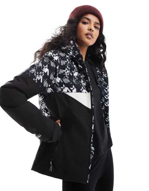 Dare 2b Ice iii ski jacket in black distressed dogtooth print - view 1