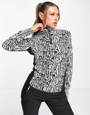 Dare 2b Immortal mid layer half zip sweat in monochrome leopard print