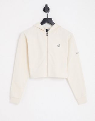 Dare 2b Lounge About co-ord cropped hoodie in off white