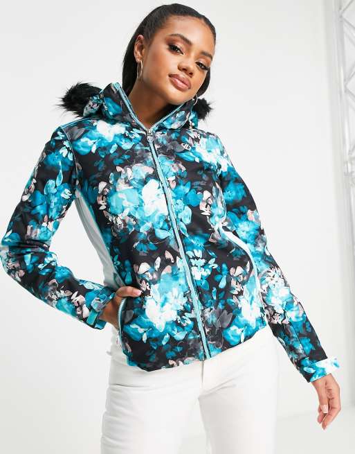 Dare 2b Province printed ski jacket in azure blue ASOS