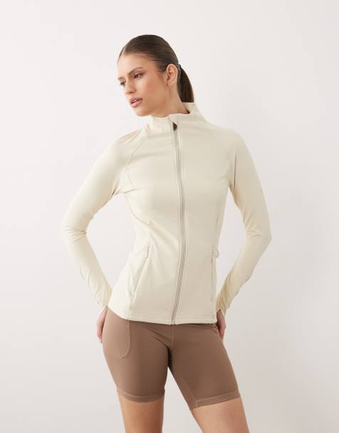 Dare 2b Quick-dry stretchy refresh full zip stretch midlayer in almond milk