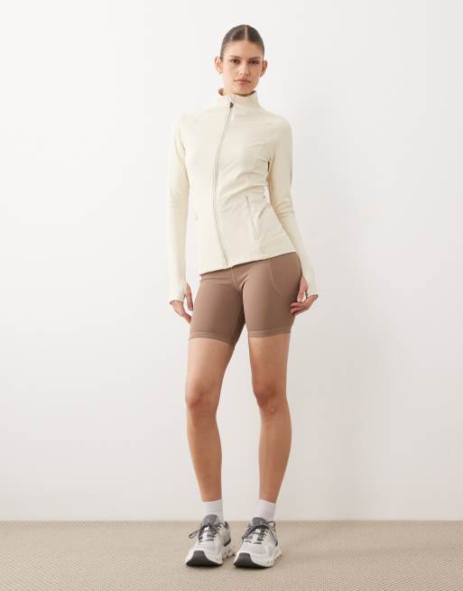 Dare 2b Quick-dry stretchy refresh full zip stretch midlayer in almond milk, 2 of 4