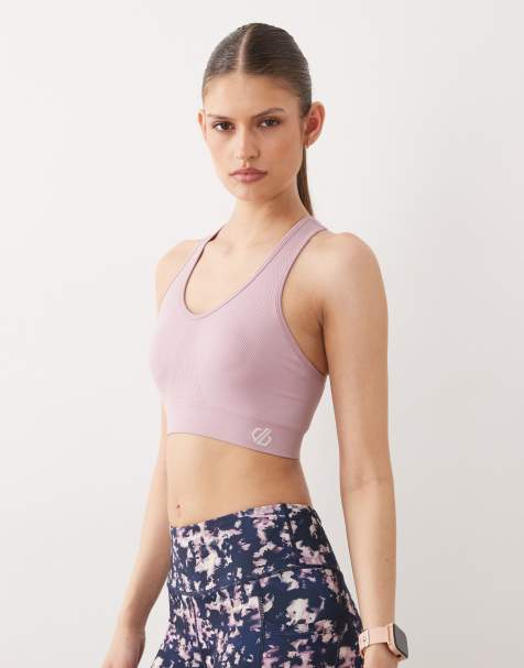 Dare 2b Racerback react sports bra in mauve shadow - view 1