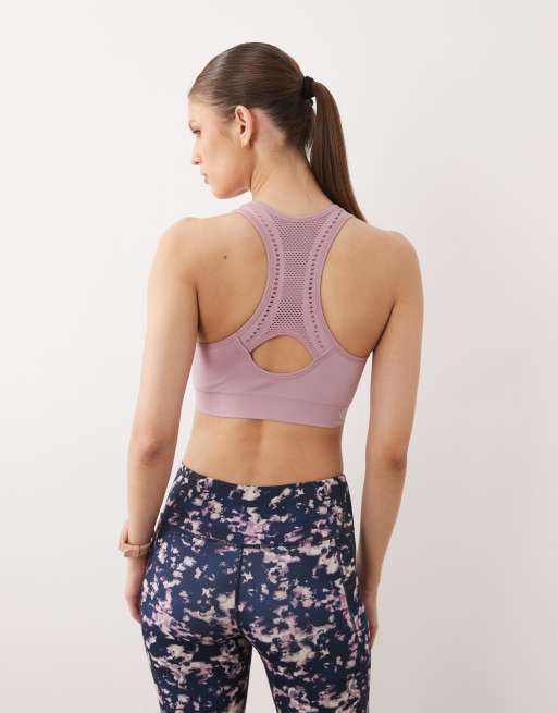 Dare 2b Racerback react sports bra in mauve shadow, 3 of 4