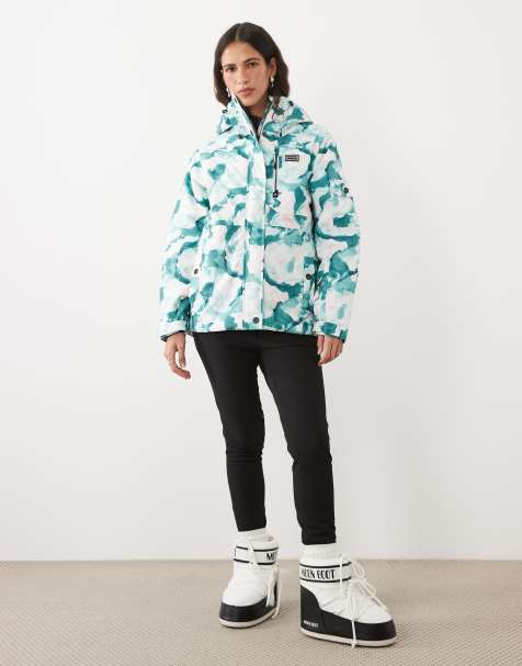 Dare 2b Snow line waterproof insulated jacket in teal marble print - view 1
