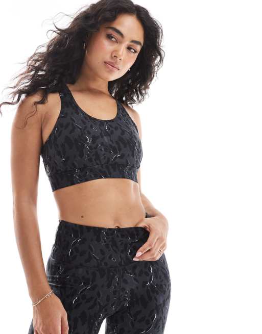 Dare 2b Swift ii bra in black dash leopard print - BLACK
