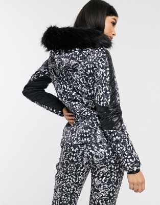 leopard print ski jacket