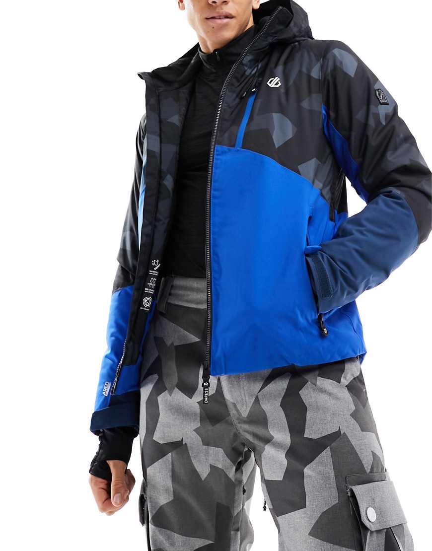 Dare2B Waterproof Insulated ski jacket with ski pass pocket in Blue and Black