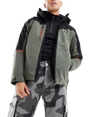 Dare2B Waterproof Insulated ski jacket with ski pass pocket in Lichen Green and Black