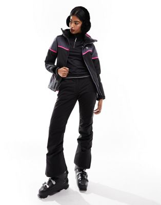 Dare2B Waterproof ski jacket with ski pass pocket in Black and grey - ASOS Price Checker