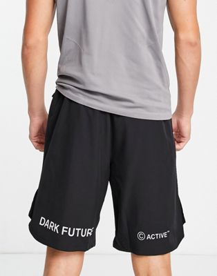 Dark Future Active longline shorts with mesh panelling