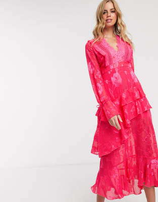 dark pink midi dress