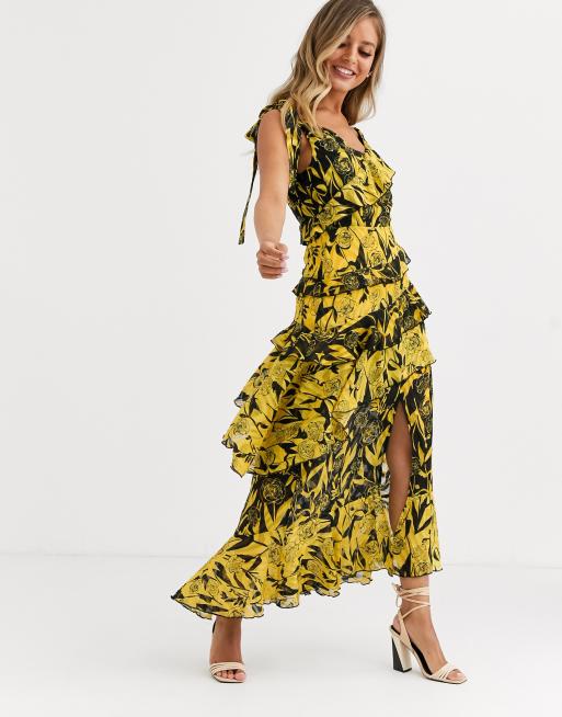 Yellow and store black maxi dress