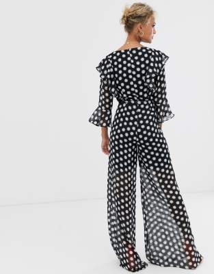 pink and white polka dot jumpsuit