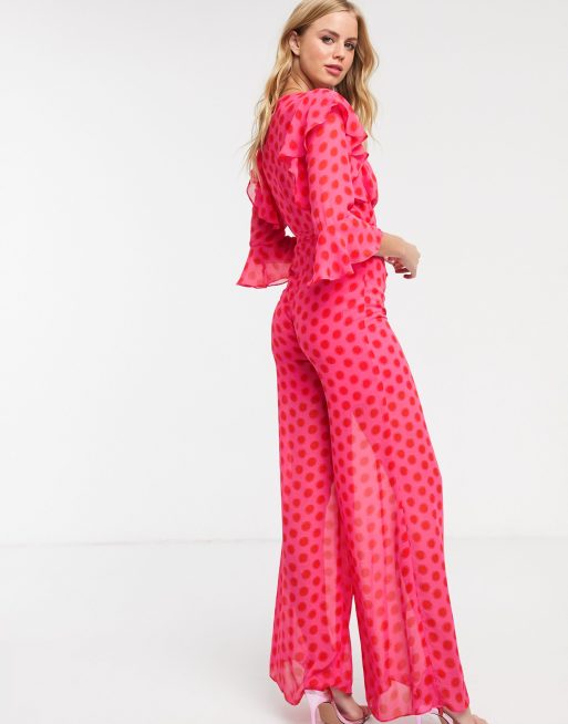 Pink store red jumpsuit