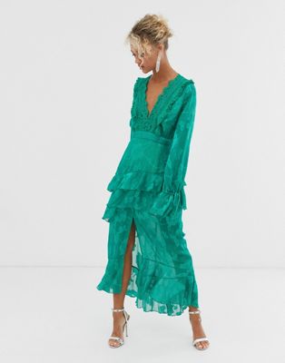 green frill dress