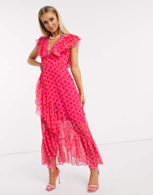 pink and red polka dot dress