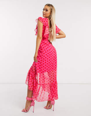 pink and red spot dress