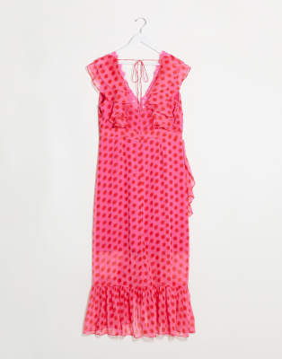 red spotty maxi dress